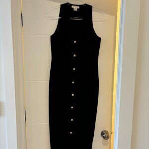 Vintage Ann Taylor Black Sheath Dress Rhinestone Buttons Sz 4